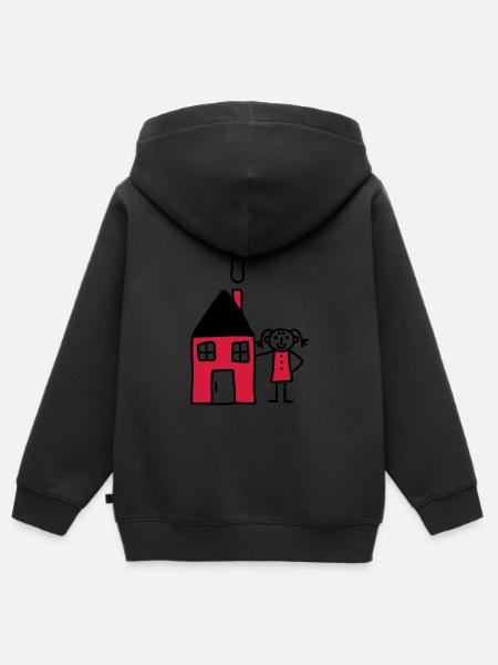 Frau am Haus - V2 - Kinder Premium Organic Zip Hoodie - Schwarz