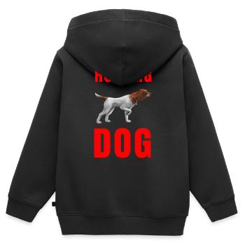 Hunting dog - Chien de chasse à l'arrêt - Sweat Premium à capuche zippé enfant bio - noir - Dos - AI Model Kid Male (0cm)