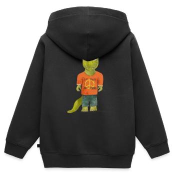 Vegan T-Rex «Elias» - Kids Premium Organic Zip-up Hoodie - black - Back - AI Model Kid Male (0cm)