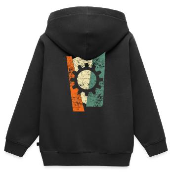 zahnrad - Kinder Premium Organic Zip Hoodie - Schwarz - Hinten - AI Model Kid Male (0cm)
