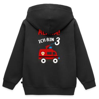 Feuerwehr Kindergartenkind 3 Jahre - Kinder Premium Organic Zip Hoodie - Schwarz - Hinten - AI Model Kid Male (0cm)