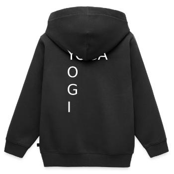 yoga yogi - Citation sur le yoga - Sweat Premium à capuche zippé enfant bio - noir - Dos - AI Model Kid Male (0cm)