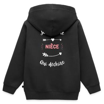 Je suis une nièce qui déchire - Sweat Premium à capuche zippé enfant bio - noir - Dos - AI Model Kid Male (0cm)