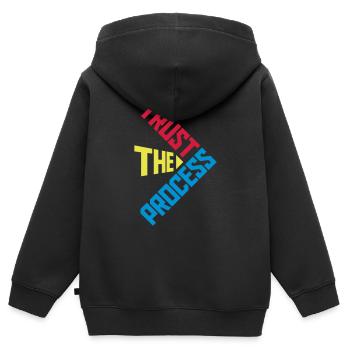 faire confiance au processus Devis - Sweat Premium à capuche zippé enfant bio - noir - Dos - AI Model Kid Male (0cm)
