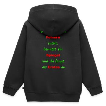Fehler suchen - Kinder Premium Organic Zip Hoodie - Schwarz - Hinten - AI Model Kid Male (0cm)