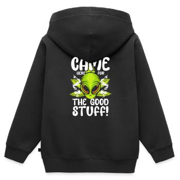 Soucoupe extraterrestre amusante - Sweat Premium à capuche zippé enfant bio - noir - Dos - AI Model Kid Male (0cm)