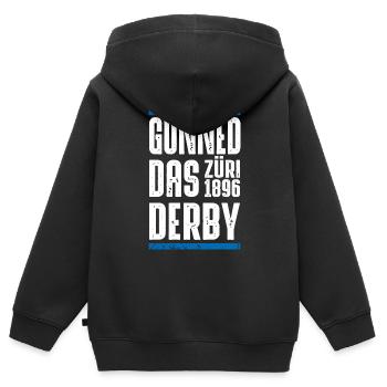 Günned das Derby - Kinder Premium Organic Zip Hoodie - Schwarz - Hinten - AI Model Kid Male (0cm)