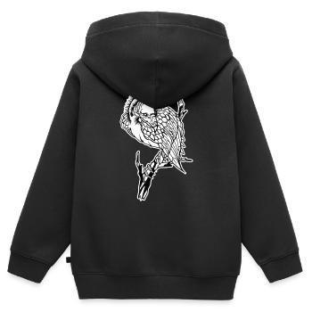 Geier // Illustration - Kinder Premium Organic Zip Hoodie - Schwarz - Hinten - AI Model Kid Male (0cm)