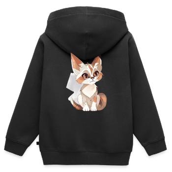 Süße Katze - Kinder Premium Organic Zip Hoodie - Schwarz - Hinten - AI Model Kid Male (0cm)