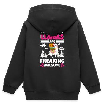 Lama Nutztier Tier Wolle - Kinder Premium Organic Zip Hoodie - Schwarz - Hinten - AI Model Kid Male (0cm)