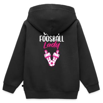 Foosball Lady Women Funny Table Soccer Player - Kinder Premium Organic Zip Hoodie - Schwarz - Hinten - AI Model Kid Male (0cm)