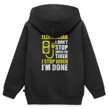 Elektriker Handwerk Spannung Blitze - Kinder Premium Organic Zip Hoodie - Schwarz - Hinten - AI Model Kid Male (0cm)