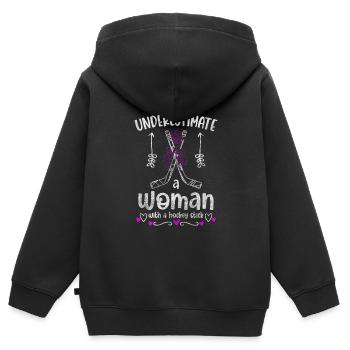 Eishockey Team Spieler Schlittschuh - Kinder Premium Organic Zip Hoodie - Schwarz - Hinten - AI Model Kid Male (0cm)