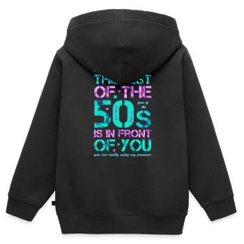 50er Fünfziger 50s 50's - Kinder Premium Organic Zip Hoodie - Schwarz - Hinten - AI Model Kid Male (0cm)