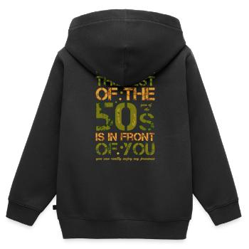 Fünfziger 50s 50's 50er - Kinder Premium Organic Zip Hoodie - Schwarz - Hinten - AI Model Kid Male (0cm)