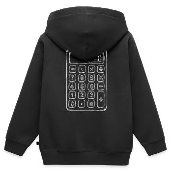 Croquis de la calculatrice - Sweat Premium à capuche zippé enfant bio - noir - Dos - AI Model Kid Male (0cm)