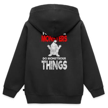 Famille de créatures d’horreur - Sweat Premium à capuche zippé enfant bio - noir - Dos - AI Model Kid Male (0cm)
