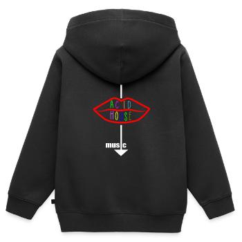 Lèvre du logo de la musique acid house - Sweat Premium à capuche zippé enfant bio - noir - Dos - AI Model Kid Male (0cm)