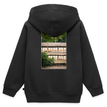 hotel under palm trees - Kinder Premium Organic Zip Hoodie - Schwarz - Hinten - AI Model Kid Male (0cm)