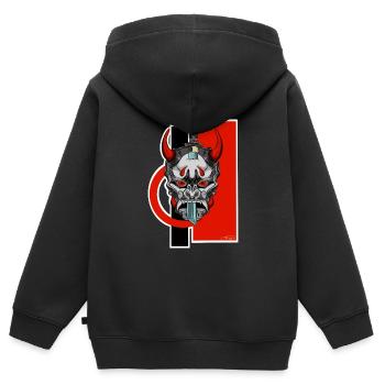 Dämon - Kinder Premium Organic Zip Hoodie - Schwarz - Hinten - AI Model Kid Male (0cm)