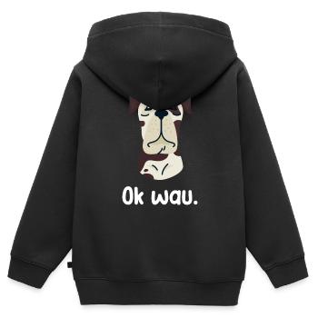 Ok wau mit Great Dane Hundeliebhaber - Kinder Premium Organic Zip Hoodie - Schwarz - Hinten - AI Model Kid Male (0cm)