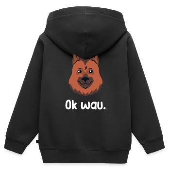 Ok wau mit German Shepherd Hundeliebhaber - Kinder Premium Organic Zip Hoodie - Schwarz - Hinten - AI Model Kid Male (0cm)