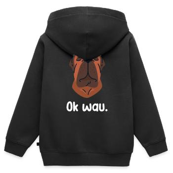 Ok wau mit Fila Brasileiro Hundeliebhaber - Kinder Premium Organic Zip Hoodie - Schwarz - Hinten - AI Model Kid Male (0cm)