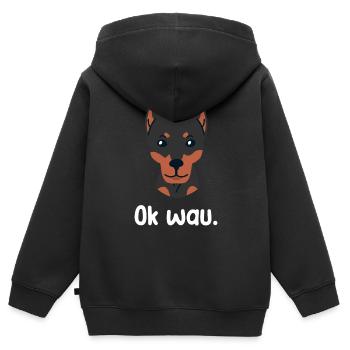 Ok wau mit Doberman Hundeliebhaber - Kinder Premium Organic Zip Hoodie - Schwarz - Hinten - AI Model Kid Male (0cm)