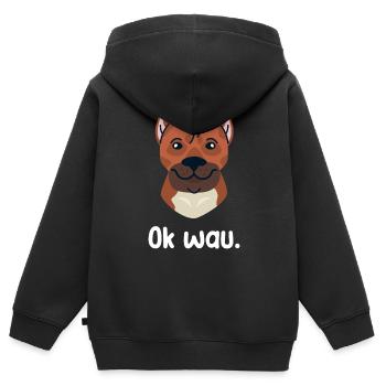 Ok wau mit Cimarron Hundeliebhaber - Kinder Premium Organic Zip Hoodie - Schwarz - Hinten - AI Model Kid Male (0cm)
