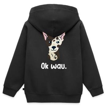 Ok wau mit Inca Ochid Hundeliebhaber - Kinder Premium Organic Zip Hoodie - Schwarz - Hinten - AI Model Kid Male (0cm)