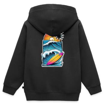 Surfing Beach Palm Tree Sunshine Holidays - Kids Premium Organic Zip-up Hoodie - black - Back - AI Model Kid Male (0cm)