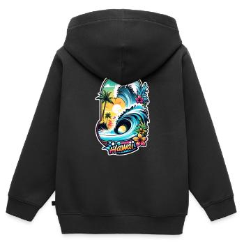 Surfing Beach Palm Tree Sunshine Holidays - Kids Premium Organic Zip-up Hoodie - black - Back - AI Model Kid Male (0cm)