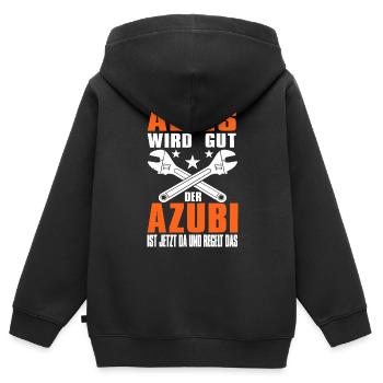 Handwerker Alles Wird Gut Der Azubi Ist Jetzt Da - Kinder Premium Organic Zip Hoodie - Schwarz - Hinten - AI Model Kid Male (0cm)