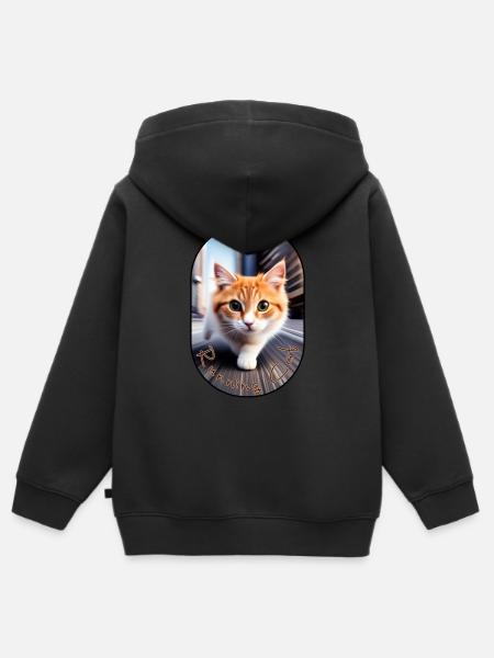 Schleichende katze - Kinder Premium Organic Zip Hoodie - Schwarz