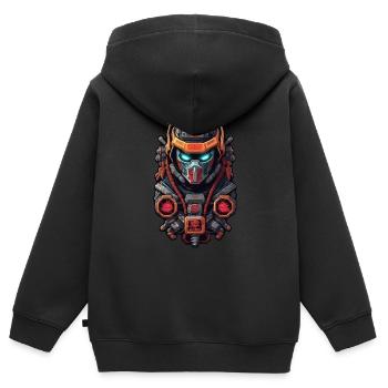 guerrier samourai - japon - robot - Sweat Premium à capuche zippé enfant bio - noir - Dos - AI Model Kid Male (0cm)