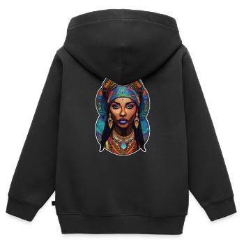 Afro Frau - Schönheit - Kinder Premium Organic Zip Hoodie - Schwarz - Hinten - AI Model Kid Male (0cm)