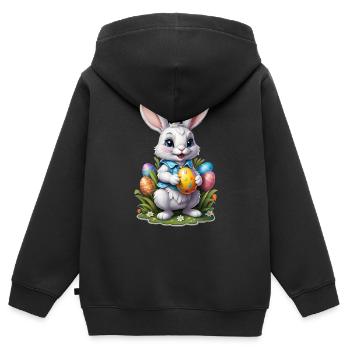 Osterhäschen - Kinder Premium Organic Zip Hoodie - Schwarz - Hinten - AI Model Kid Male (0cm)