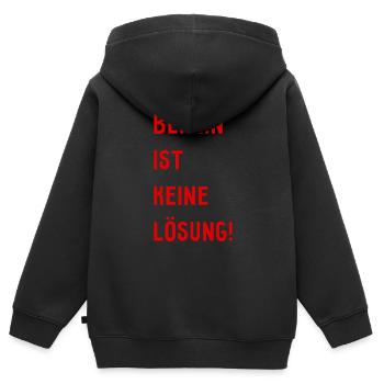 Berlin ist keine Lösung! - Hauptstadt Deutschland - Kinder Premium Organic Zip Hoodie - Schwarz - Hinten - AI Model Kid Male (0cm)