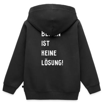 Berlin ist keine Lösung! - Hauptstadt Deutschland - Kinder Premium Organic Zip Hoodie - Schwarz - Hinten - AI Model Kid Male (0cm)