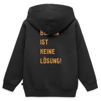 Berlin ist keine Lösung! - Hauptstadt Deutschland - Kinder Premium Organic Zip Hoodie - Schwarz - Hinten - AI Model Kid Male (0cm)