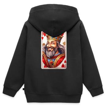 Herz König Spielkarte - Kinder Premium Organic Zip Hoodie - Schwarz - Hinten - AI Model Kid Male (0cm)