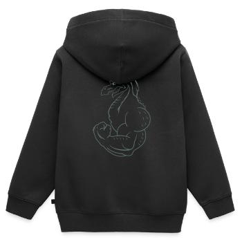 dragon fort - Sweat Premium à capuche zippé enfant bio - noir - Dos - AI Model Kid Male (0cm)