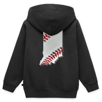 Echter Baseball in der Indiana State Landkarte - Kinder Premium Organic Zip Hoodie - Schwarz - Hinten - AI Model Kid Male (0cm)