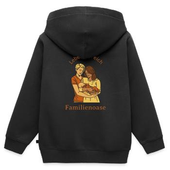Hier ist mein Lebensbereich Familienoase - Kinder Premium Organic Zip Hoodie - Schwarz - Hinten - AI Model Kid Male (0cm)