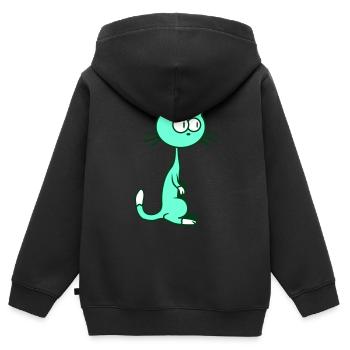 Neugierige Katze Guckt Lustig Ulkig Albern Komisch - Kinder Premium Organic Zip Hoodie - Schwarz - Hinten - AI Model Kid Male (0cm)