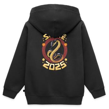 Chinesisches Neujahr - Schlange 2025 - Kinder Premium Organic Zip Hoodie - Schwarz - Hinten - AI Model Kid Male (0cm)