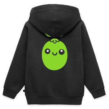 petit pois - Sweat Premium à capuche zippé enfant bio - noir - Dos - AI Model Kid Male (0cm)