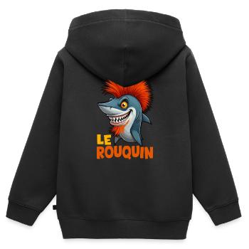 Le rouquin - Sweat Premium à capuche zippé enfant bio - noir - Dos - AI Model Kid Male (0cm)