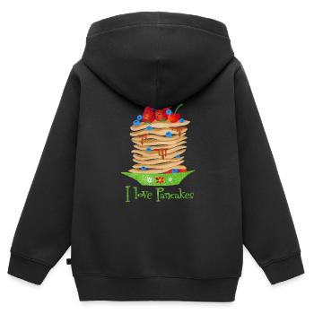 J’adore les crêpes - Sweat Premium à capuche zippé enfant bio - noir - Dos - AI Model Kid Male (0cm)