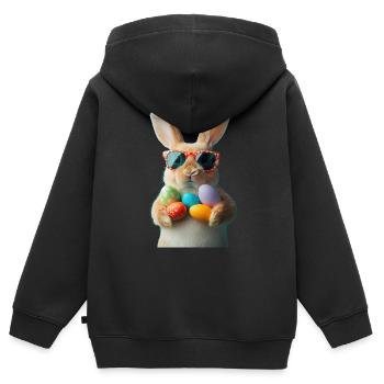 Lapin de Pâques - Sweat Premium à capuche zippé enfant bio - noir - Dos - AI Model Kid Male (0cm)